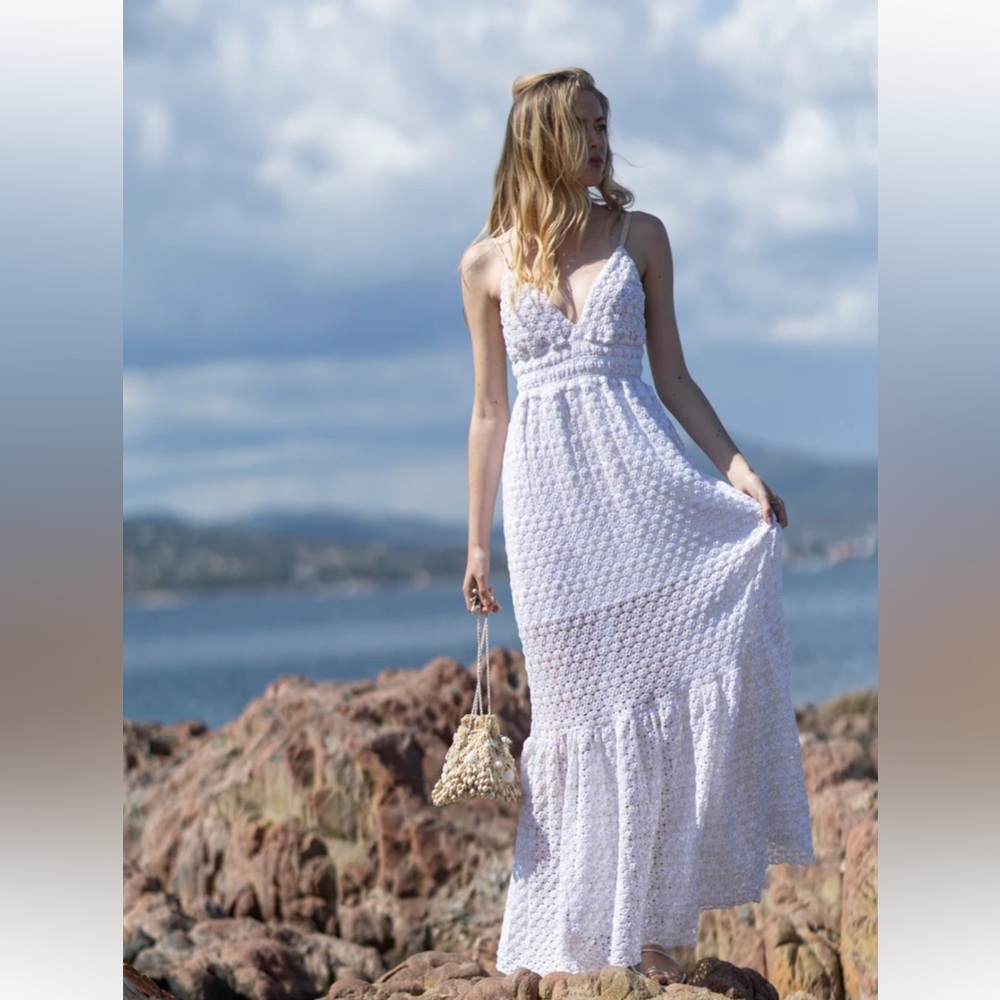 Sunday St.Tropez Knit Maxi Dress with Delicate Trim